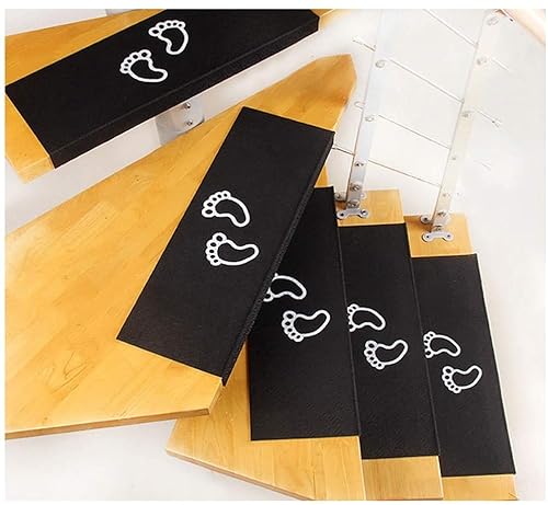 XXHNBF Badematte 5 Stück rutschfeste Trittmatten for den Innenbereich, Wiederholen Sie das Einfügen ohne Spuren, Teppichmatte for Treppen(Black,60 * 21+4cm) von XXHNBF