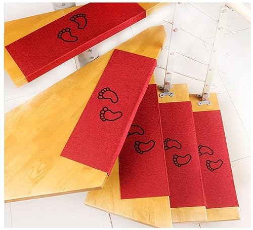 XXHNBF Badematte 5 Stück rutschfeste Trittmatten for den Innenbereich, Wiederholen Sie das Einfügen ohne Spuren, Teppichmatte for Treppen(Red,70 * 25+4cm) von XXHNBF