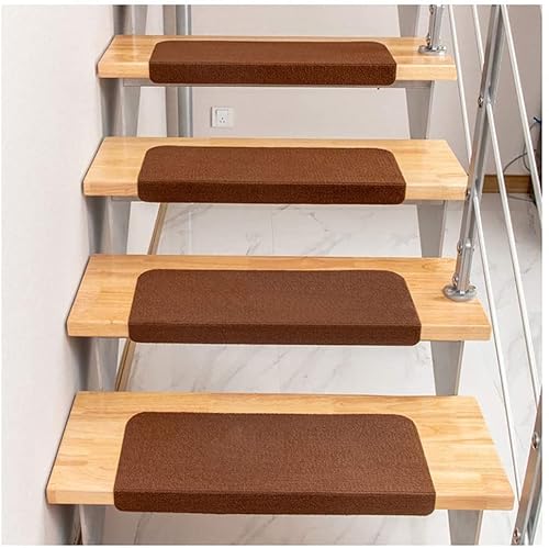 XXHNBF Badematte 5-teiliger moderner Rutschfester Stufenschutzteppich for den Innenbereich, wiederholtes Einfügen ohne Spuren Teppichmatte for Treppen(Brown,55x22x4.5cm) von XXHNBF