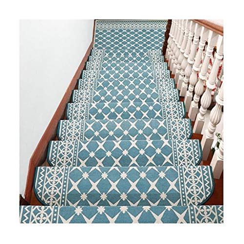 XXHNBF Badematte Selbstklebende Treppenstufen im einzigartigen Jacquard-Design mit hoher Dichte, verdicktes Set mit 10 Matten/Teppichen for Treppen, Rutschfester Bodenschutz(Blue) von XXHNBF