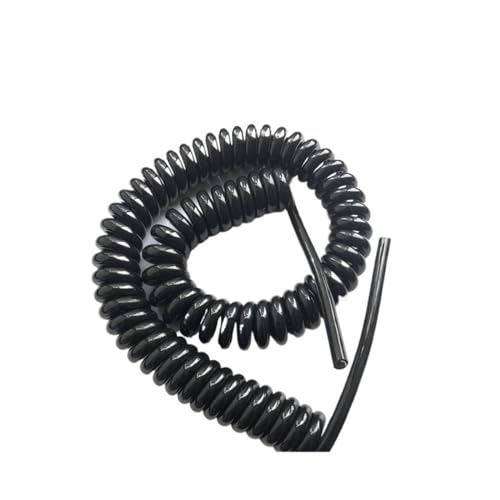 XXHNBF Spiral-Verlängerungskabel, 2-adriges Spiralkabel, schwarz, ausziehbar, 24 AWG, Feder 20, 17 und 14 (2 Kerne, 14 AWG, 2,5 m, gerade) von XXHNBF