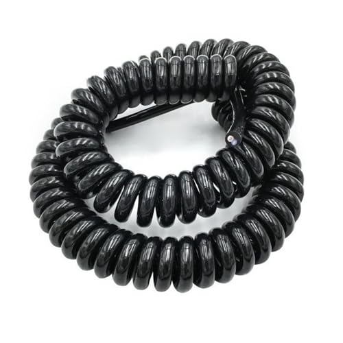XXHNBF Spiral-Verlängerungskabel, Spiralnetzkabel, 2-adrig, ausziehbar, Schwarz, 14 AWG auf 24,5 bis 7, Meter, teleskopisch (2 Kerne, 14 AWG, Line Length 7,5 Meter) von XXHNBF
