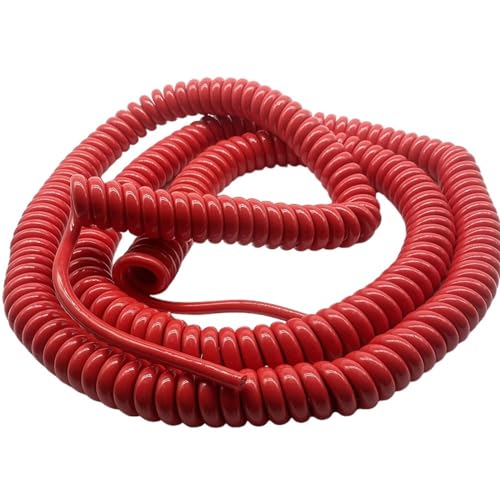 XXHNBF Spiralverlängerungskabel, 2-adrig, 1,5 mm, quadratisch, 0,5 mm², rotes Kabel, Kupferfederkraft (Dehnung, 5 m) von XXHNBF