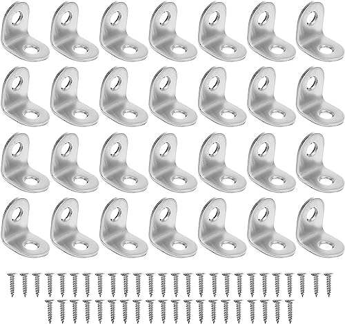 XXHNBF Winkelklammern, 28 Sets of Stainless Steel Corner Brace Small Right Angle L Shaped Bracket for Wood Metal Joint Silver XXHNBF Winkelklammern, 28 Sets of Stainless Steel Corner Brace Small Right Angle L Shaped Bracket for Wood Metal Joint Silver von XXHNBF