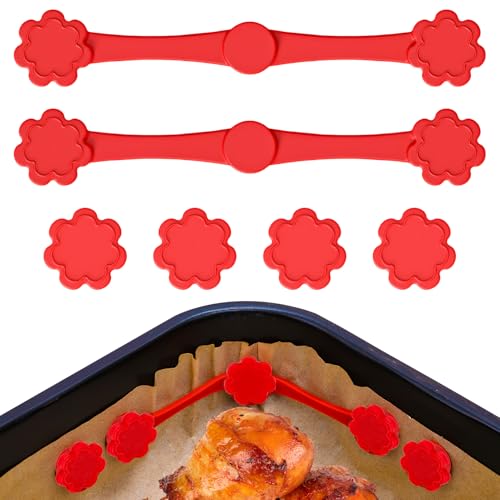 Magnete für Heißluftfritteuse, Silikon Magnete für Airfryer Backpapier 4 Magneten + 2 Clips (2 Sets) Fixierclip für Airfryer-Backpapier Hitzebeständig Zubehör Heißluftfritteuse Blümchenmuster von XXHUO
