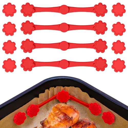 Magnete für Heißluftfritteuse, Silikon Magnete für Airfryer Backpapier 8 Magneten + 4 Clips (4 Sets) Fixierclip für Airfryer-Backpapier Hitzebeständig Zubehör Heißluftfritteuse Blümchenmuster von XXHUO