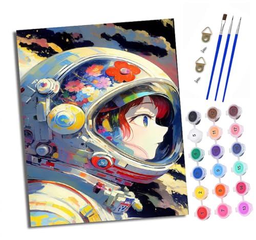 Malen Nach Zahlen Erwachsene - AnfäNger - Knitterfreie Leinwand Blumen-Astronautenmädchen Pinsels Und Acrylfarbe - Diy Handgemalt öLgemäLde Kit Als Geschenk 40 X 50cm Malen Nach Zahlen Erwachsene - AnfäNger - Knitterfreie Leinwand Blumen-Astronautenmädchen Pinsels Und Acrylfarbe - Diy Handgemalt öLgemäLde Kit Als Geschenk 40 X 50cm von XXHXIE