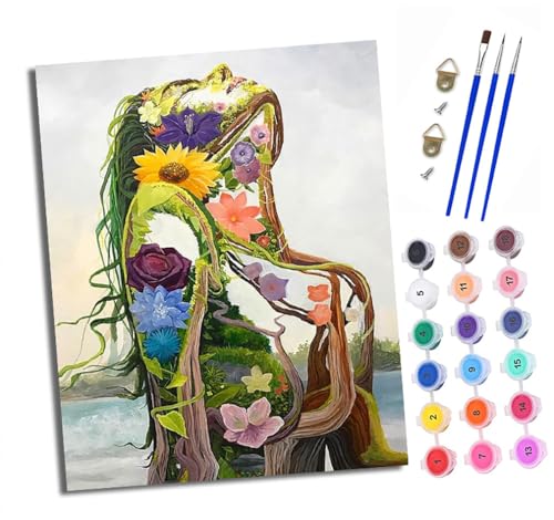 Malen Nach Zahlen Erwachsene - AnfäNger - Knitterfreie Leinwand Blumenfigurenkunst Pinsels Und Acrylfarbe - Diy öLgemäLde Kit Als Geschenk 40 X 50cm Mit Rahmen von XXHXIE