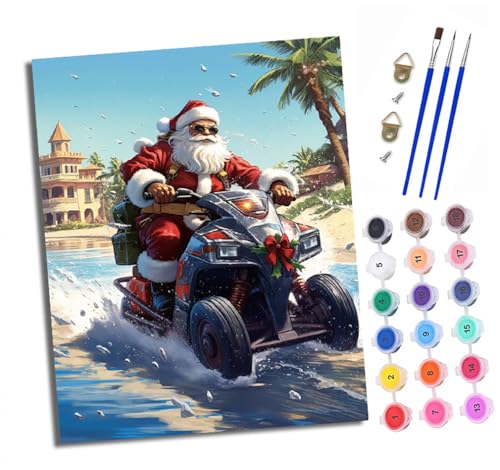 Malen Nach Zahlen Erwachsene - AnfäNger - Knitterfreie Leinwand Der Weihnachtsmann fährt Motorrad Pinsels Und Acrylfarbe - Diy Handgemalt öLgemäLde Kit Als Geschenk 40 X 50cm Malen Nach Zahlen Erwachsene - AnfäNger - Knitterfreie Leinwand Der Weihnachtsmann fährt Motorrad Pinsels Und Acrylfarbe - Diy Handgemalt öLgemäLde Kit Als Geschenk 40 X 50cm von XXHXIE