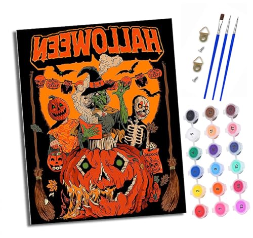 Malen Nach Zahlen Erwachsene - AnfäNger - Knitterfreie Leinwand Gemälde zum Thema Halloween Pinsels Und Acrylfarbe - Diy Handgemalt öLgemäLde Kit Als Geschenk 40 X 50cm Malen Nach Zahlen Erwachsene - AnfäNger - Knitterfreie Leinwand Gemälde zum Thema Halloween Pinsels Und Acrylfarbe - Diy Handgemalt öLgemäLde Kit Als Geschenk 40 X 50cm von XXHXIE