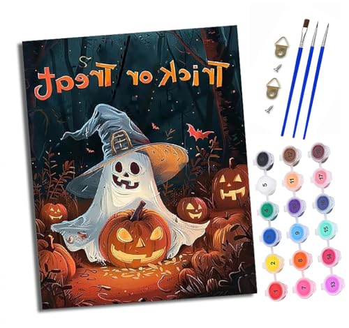 Malen Nach Zahlen Erwachsene - AnfäNger - Knitterfreie Leinwand Halloween Geisterkürbis Pinsels Und Acrylfarbe - Diy Handgemalt öLgemäLde Kit Als Geschenk 40 X 50cm Malen Nach Zahlen Erwachsene - AnfäNger - Knitterfreie Leinwand Halloween Geisterkürbis Pinsels Und Acrylfarbe - Diy Handgemalt öLgemäLde Kit Als Geschenk 40 X 50cm von XXHXIE