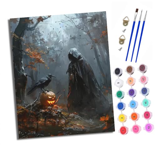 Malen Nach Zahlen Erwachsene - AnfäNger - Knitterfreie Leinwand Halloween Sensenmann Pinsels Und Acrylfarbe - Diy Handgemalt öLgemäLde Kit Als Geschenk 40 X 50cm Malen Nach Zahlen Erwachsene - AnfäNger - Knitterfreie Leinwand Halloween Sensenmann Pinsels Und Acrylfarbe - Diy Handgemalt öLgemäLde Kit Als Geschenk 40 X 50cm von XXHXIE