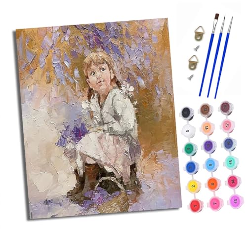 Malen Nach Zahlen Erwachsene - AnfäNger - Knitterfreie Leinwand Mädchen unter den Blumen Pinsels Und Acrylfarbe - Diy Handgemalt öLgemäLde Kit Als Geschenk 40 X 50cm von XXHXIE