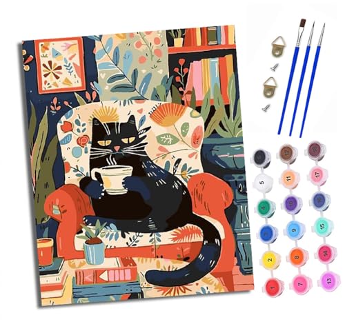 Malen Nach Zahlen Erwachsene - AnfäNger - Knitterfreie Leinwand Schwarze Katze auf dem Sofa Pinsels Und Acrylfarbe - Diy Handgemalt öLgemäLde Kit Als Geschenk 40 X 50cm Malen Nach Zahlen Erwachsene - AnfäNger - Knitterfreie Leinwand Schwarze Katze auf dem Sofa Pinsels Und Acrylfarbe - Diy Handgemalt öLgemäLde Kit Als Geschenk 40 X 50cm von XXHXIE
