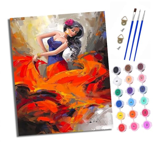 Malen Nach Zahlen Erwachsene - AnfäNger - Knitterfreie Leinwand Stierkampf Tanz Schönheit Pinsels Und Acrylfarbe - Diy öLgemäLde Kit Als Geschenk 40 X 50cm Mit Rahmen von XXHXIE