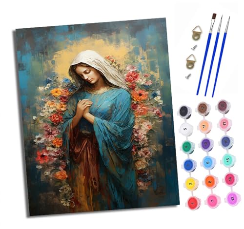Malen Nach Zahlen Erwachsene - AnfäNger - Knitterfreie Leinwand Unsere Liebe Frau der Blumen Pinsels Und Acrylfarbe - Diy Handgemalt öLgemäLde Kit Als Geschenk 40 X 50cm Malen Nach Zahlen Erwachsene - AnfäNger - Knitterfreie Leinwand Unsere Liebe Frau der Blumen Pinsels Und Acrylfarbe - Diy Handgemalt öLgemäLde Kit Als Geschenk 40 X 50cm von XXHXIE