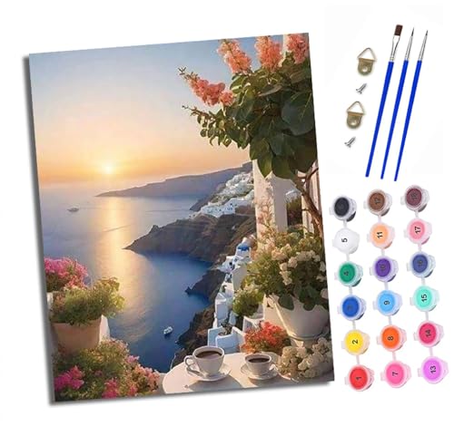 Malen Nach Zahlen Erwachsene-DIY Handgemalt Ölgemälde KitBeobachten Sie den Sonnenuntergang von der Terrasse am Meer für Anfänger Mit 3-Pinseln und Acrylfarbe Handgemalt öLgemäLde Kit Als Geschenk Malen Nach Zahlen Erwachsene-DIY Handgemalt Ölgemälde KitBeobachten Sie den Sonnenuntergang von der Terrasse am Meer für Anfänger Mit 3-Pinseln und Acrylfarbe Handgemalt öLgemäLde Kit Als Geschenk von XXHXIE