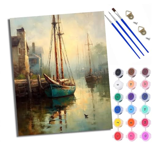 Malen Nach Zahlen Erwachsene-DIY Handgemalt Ölgemälde KitDer dunkle Schatten hält eine Laterne über dem Wasser für Anfänger Mit 3-Pinseln und Acrylfarbe Handgemalt öLgemäLde Kit Als Geschenk 40x50cm von XXHXIE