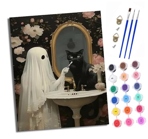 Malen Nach Zahlen Erwachsene-DIY Handgemalt Ölgemälde KitGeist putzt der schwarzen Katze die Zähne für Anfänger Mit 3-Pinseln und Acrylfarbe Handgemalt öLgemäLde Kit Als Geschenk 40x50cm (Rahmenlos) Malen Nach Zahlen Erwachsene-DIY Handgemalt Ölgemälde KitGeist putzt der schwarzen Katze die Zähne für Anfänger Mit 3-Pinseln und Acrylfarbe Handgemalt öLgemäLde Kit Als Geschenk 40x50cm (Rahmenlos) von XXHXIE