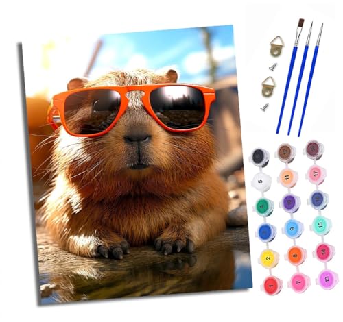Malen Nach Zahlen Erwachsene-DIY Handgemalt Ölgemälde KitMeerschweinchen mit orangefarbener Sonnenbrille für Anfänger Mit 3-Pinseln und Acrylfarbe Handgemalt öLgemäLde Kit Als Geschenk (Rahmenlos) Malen Nach Zahlen Erwachsene-DIY Handgemalt Ölgemälde KitMeerschweinchen mit orangefarbener Sonnenbrille für Anfänger Mit 3-Pinseln und Acrylfarbe Handgemalt öLgemäLde Kit Als Geschenk (Rahmenlos) von XXHXIE