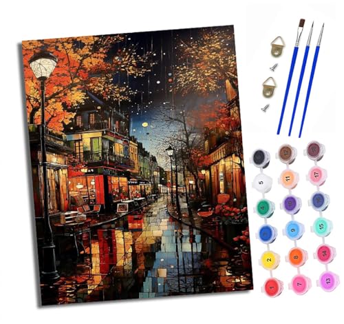 Malen Nach Zahlen Erwachsene-DIY Handgemalt Ölgemälde KitStadtstraßen in einer regnerischen Nacht für Anfänger Mit 3-Pinseln und Acrylfarbe Handgemalt öLgemäLde Kit Als Geschenk 40x50cm (Rahmenlos) Malen Nach Zahlen Erwachsene-DIY Handgemalt Ölgemälde KitStadtstraßen in einer regnerischen Nacht für Anfänger Mit 3-Pinseln und Acrylfarbe Handgemalt öLgemäLde Kit Als Geschenk 40x50cm (Rahmenlos) von XXHXIE