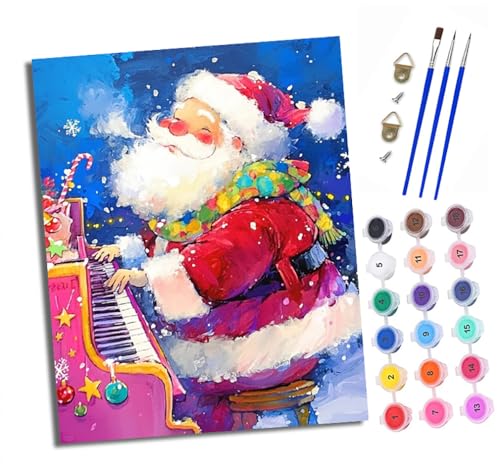 Malen nach Zahlen DIY Handgemalt Ölgemälde Set für Anfänger und Jugendliche Der Weihnachtsmann spielt Klavier Pinsel und Acrylfarbe 40x50 cm Mit Rahmen ideal als Geschenk oder zur Heimdekoration Malen nach Zahlen DIY Handgemalt Ölgemälde Set für Anfänger und Jugendliche Der Weihnachtsmann spielt Klavier Pinsel und Acrylfarbe 40x50 cm Mit Rahmen ideal als Geschenk oder zur Heimdekoration von XXHXIE