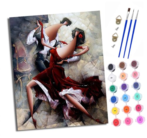 Malen nach Zahlen Erwachsene Abstrakte tanzende Figuren DIY Handgemalt Ölgemälde Kit Mit 3 - Pinseln und Acrylfarbe knitterfreie leinwand Kit - 40 X 50 CM Mit Rahmen Malen nach Zahlen Erwachsene Abstrakte tanzende Figuren DIY Handgemalt Ölgemälde Kit Mit 3 - Pinseln und Acrylfarbe knitterfreie leinwand Kit - 40 X 50 CM Mit Rahmen von XXHXIE