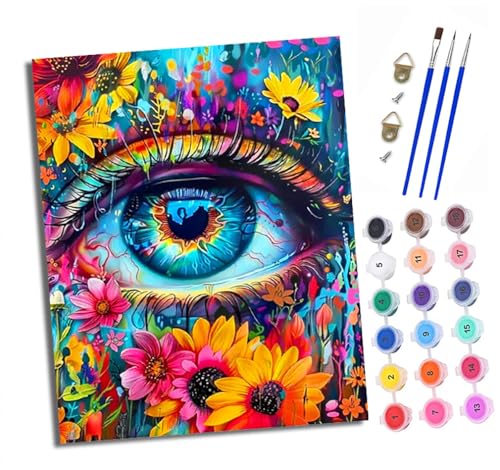 Malen nach Zahlen Erwachsene Augen umgeben von Blumen DIY Handgemalt Ölgemälde Kit Paint by Numbers Adult Mit 3 - Pinseln und Acrylfarbe Knitterfreie Leinwand set - 40 X 50 CM Malen nach Zahlen Erwachsene Augen umgeben von Blumen DIY Handgemalt Ölgemälde Kit Paint by Numbers Adult Mit 3 - Pinseln und Acrylfarbe Knitterfreie Leinwand set - 40 X 50 CM von XXHXIE