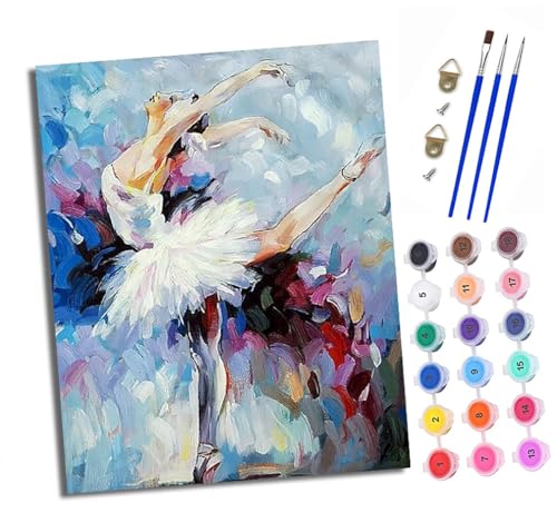 Malen nach Zahlen Erwachsene Balletttänzerin Ölgemälde DIY Handgemalt Ölgemälde Kit Paint by Numbers Adult Mit 3 - Pinseln und Acrylfarbe Knitterfreie Leinwand set - 40 X 50 CM von XXHXIE