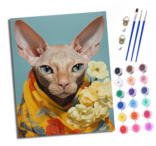 Malen nach Zahlen Erwachsene Blume hübsche haarlose Katze DIY Handgemalt Ölgemälde Kit Paint by Numbers Adult Mit 3 - Pinseln und Acrylfarbe Knitterfreie Leinwand set - 40 X 50 CM Malen nach Zahlen Erwachsene Blume hübsche haarlose Katze DIY Handgemalt Ölgemälde Kit Paint by Numbers Adult Mit 3 - Pinseln und Acrylfarbe Knitterfreie Leinwand set - 40 X 50 CM von XXHXIE