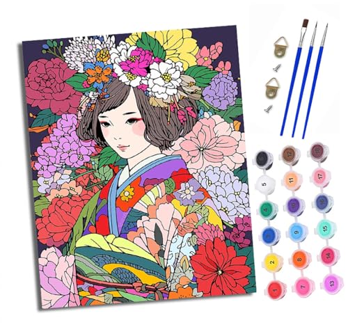 Malen nach Zahlen Erwachsene Blumen Japanisches Mädchen DIY Handgemalt Ölgemälde Kit Paint by Numbers Adult Mit 3 - Pinseln und Acrylfarbe Knitterfreie Leinwand set - 40 X 50 CM Malen nach Zahlen Erwachsene Blumen Japanisches Mädchen DIY Handgemalt Ölgemälde Kit Paint by Numbers Adult Mit 3 - Pinseln und Acrylfarbe Knitterfreie Leinwand set - 40 X 50 CM von XXHXIE
