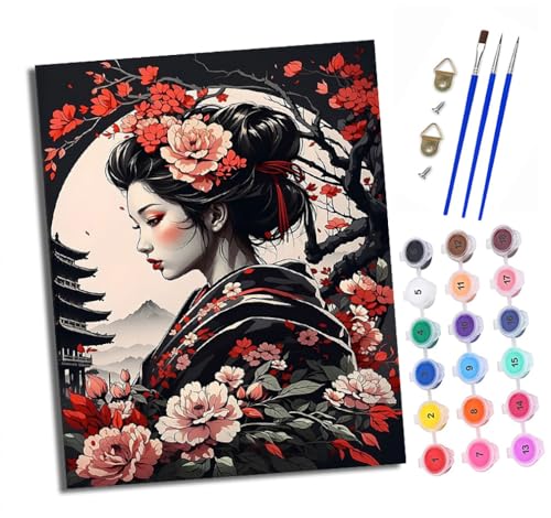 Malen nach Zahlen Erwachsene Blumen Japanisches Mädchen DIY Handgemalt Ölgemälde Kit Paint by Numbers Adult Mit 3 - Pinseln und Acrylfarbe knitterfreie leinwand Kit - 40 X 50 CM Malen nach Zahlen Erwachsene Blumen Japanisches Mädchen DIY Handgemalt Ölgemälde Kit Paint by Numbers Adult Mit 3 - Pinseln und Acrylfarbe knitterfreie leinwand Kit - 40 X 50 CM von XXHXIE