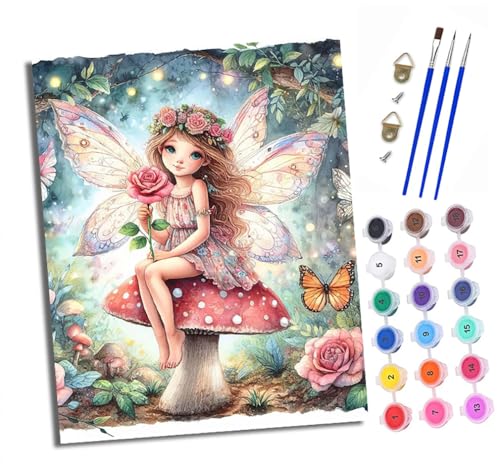 Malen nach Zahlen Erwachsene Blumen-Pilz-Fee DIY Handgemalt Ölgemälde Kit Paint by Numbers Adult Mit 3 - Pinseln und Acrylfarbe Knitterfreie Leinwand set - 40 X 50 CM Malen nach Zahlen Erwachsene Blumen-Pilz-Fee DIY Handgemalt Ölgemälde Kit Paint by Numbers Adult Mit 3 - Pinseln und Acrylfarbe Knitterfreie Leinwand set - 40 X 50 CM von XXHXIE