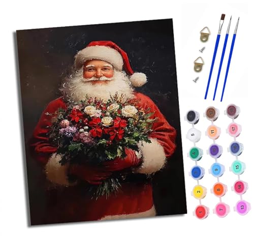 Malen nach Zahlen Erwachsene Blumen-Weihnachtsmann DIY Handgemalt Ölgemälde Kit Paint by Numbers Adult Mit 3 - Pinseln und Acrylfarbe knitterfreie leinwand Kit - 40 X 50 CM Malen nach Zahlen Erwachsene Blumen-Weihnachtsmann DIY Handgemalt Ölgemälde Kit Paint by Numbers Adult Mit 3 - Pinseln und Acrylfarbe knitterfreie leinwand Kit - 40 X 50 CM von XXHXIE