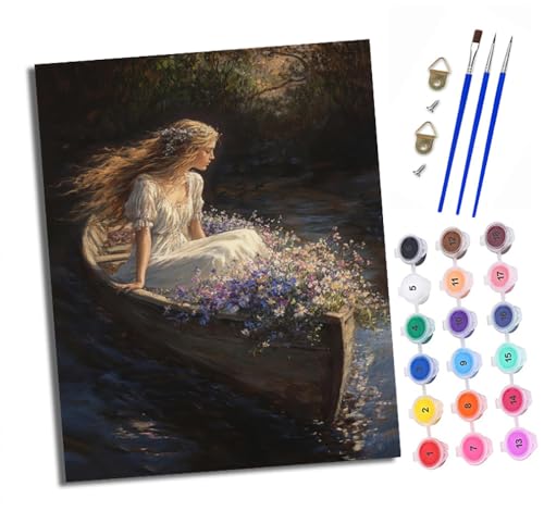 Malen nach Zahlen Erwachsene Blumenboot-Mädchen DIY Handgemalt Ölgemälde Kit Paint by Numbers Adult Mit 3 - Pinseln und Acrylfarbe knitterfreie leinwand Kit - 40 X 50 CM Malen nach Zahlen Erwachsene Blumenboot-Mädchen DIY Handgemalt Ölgemälde Kit Paint by Numbers Adult Mit 3 - Pinseln und Acrylfarbe knitterfreie leinwand Kit - 40 X 50 CM von XXHXIE
