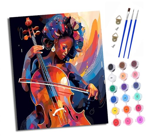 Malen nach Zahlen Erwachsene Cellisten-Malerei DIY Handgemalt Ölgemälde Kit Paint by Numbers Adult Mit 3 - Pinseln und Acrylfarbe knitterfreie leinwand Kit - 40 X 50 CM von XXHXIE
