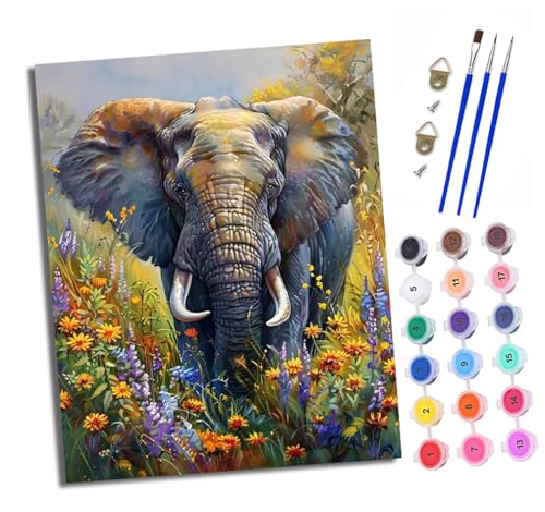 Malen nach Zahlen Erwachsene Elefant zwischen Blumen DIY Handgemalt Ölgemälde Kit Paint by Numbers Adult Mit 3 - Pinseln und Acrylfarbe Knitterfreie Leinwand set - 40 X 50 CM Malen nach Zahlen Erwachsene Elefant zwischen Blumen DIY Handgemalt Ölgemälde Kit Paint by Numbers Adult Mit 3 - Pinseln und Acrylfarbe Knitterfreie Leinwand set - 40 X 50 CM von XXHXIE