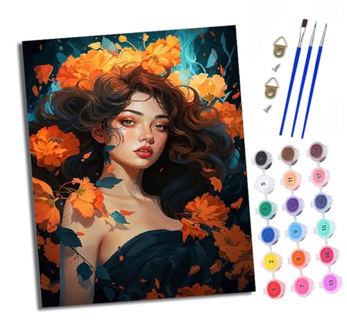 Malen nach Zahlen Erwachsene Gelbe Blumen Mädchen DIY Handgemalt Ölgemälde Kit Paint by Numbers Adult Mit 3 - Pinseln und Acrylfarbe knitterfreie leinwand Kit - 40 X 50 CM von XXHXIE