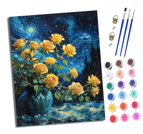 Malen nach Zahlen Erwachsene Gelbe Rosenvase DIY Handgemalt Ölgemälde Kit Paint by Numbers Adult Mit 3 - Pinseln und Acrylfarbe knitterfreie leinwand Kit - 40 X 50 CM Malen nach Zahlen Erwachsene Gelbe Rosenvase DIY Handgemalt Ölgemälde Kit Paint by Numbers Adult Mit 3 - Pinseln und Acrylfarbe knitterfreie leinwand Kit - 40 X 50 CM von XXHXIE