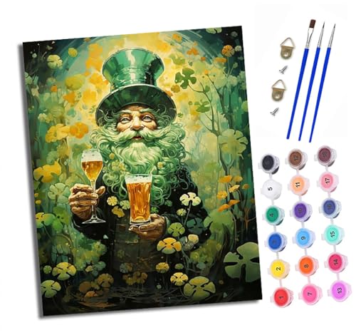 Malen nach Zahlen Erwachsene Grünbärtiger Mann im Wald DIY Handgemalt Ölgemälde Kit Paint by Numbers Adult Mit 3 - Pinseln und Acrylfarbe knitterfreie leinwand Kit - 40 X 50 CM von XXHXIE