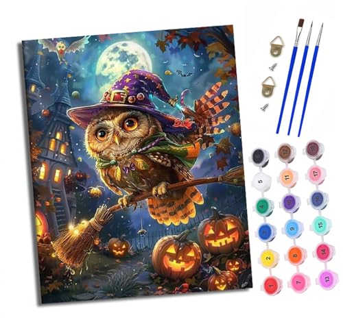 Malen nach Zahlen Erwachsene Halloween-Eule DIY Handgemalt Ölgemälde Kit Paint by Numbers Adult Mit 3 - Pinseln und Acrylfarbe Knitterfreie Leinwand set - 40 X 50 CM Malen nach Zahlen Erwachsene Halloween-Eule DIY Handgemalt Ölgemälde Kit Paint by Numbers Adult Mit 3 - Pinseln und Acrylfarbe Knitterfreie Leinwand set - 40 X 50 CM von XXHXIE