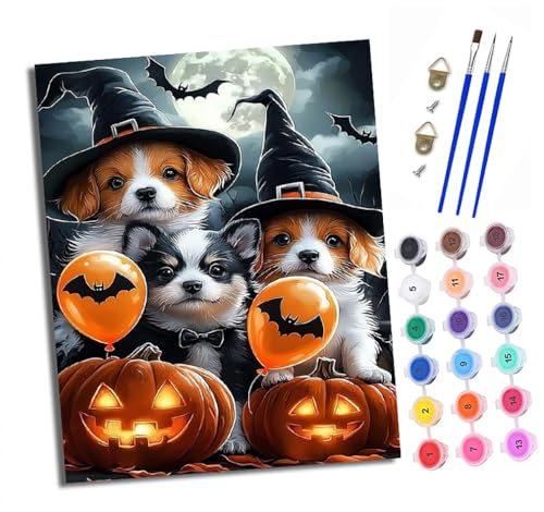 Malen nach Zahlen Erwachsene Halloween-Welpe DIY Handgemalt Ölgemälde Kit Paint by Numbers Adult Mit 3 - Pinseln und Acrylfarbe Knitterfreie Leinwand set - 40 X 50 CM Malen nach Zahlen Erwachsene Halloween-Welpe DIY Handgemalt Ölgemälde Kit Paint by Numbers Adult Mit 3 - Pinseln und Acrylfarbe Knitterfreie Leinwand set - 40 X 50 CM von XXHXIE