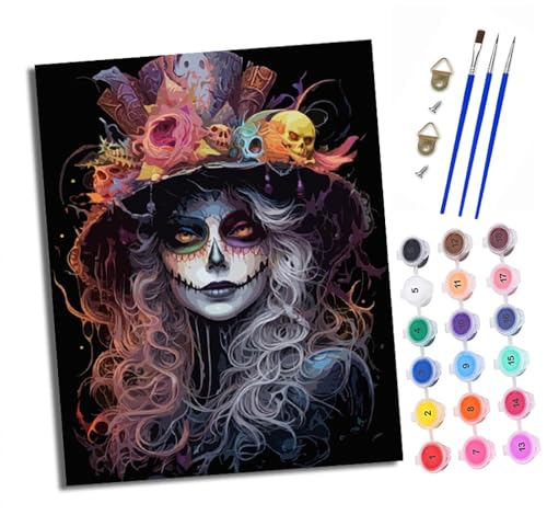 Malen nach Zahlen Erwachsene Harley Quinn Gothic DIY Handgemalt Ölgemälde Kit Mit 3 - Pinseln und Acrylfarbe knitterfreie leinwand Kit - 40 X 50 CM Mit Rahmen von XXHXIE