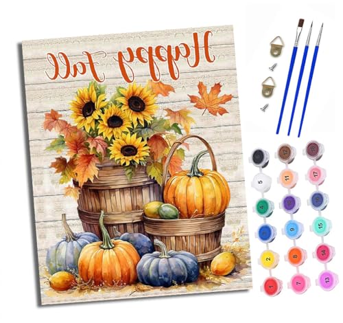 Malen nach Zahlen Erwachsene Herbsternteszene DIY Handgemalt Ölgemälde Kit Paint by Numbers Adult Mit 3 - Pinseln und Acrylfarbe knitterfreie leinwand Kit - 40 X 50 CM von XXHXIE