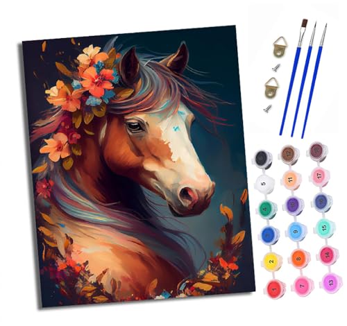 Malen nach Zahlen Erwachsene Pferde mit wehenden Blumen DIY Handgemalt Ölgemälde Kit Paint by Numbers Adult Mit 3 - Pinseln und Acrylfarbe knitterfreie leinwand Kit - 40 X 50 CM Malen nach Zahlen Erwachsene Pferde mit wehenden Blumen DIY Handgemalt Ölgemälde Kit Paint by Numbers Adult Mit 3 - Pinseln und Acrylfarbe knitterfreie leinwand Kit - 40 X 50 CM von XXHXIE