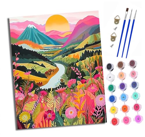 Malen nach Zahlen Erwachsene Sunset Valley Blumen DIY Handgemalt Ölgemälde Kit Paint by Numbers Adult Mit 3 - Pinseln und Acrylfarbe knitterfreie leinwand Kit - 40 X 50 CM Malen nach Zahlen Erwachsene Sunset Valley Blumen DIY Handgemalt Ölgemälde Kit Paint by Numbers Adult Mit 3 - Pinseln und Acrylfarbe knitterfreie leinwand Kit - 40 X 50 CM von XXHXIE