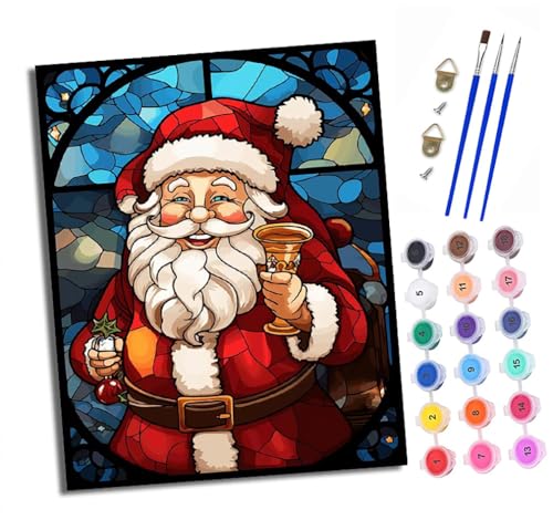 Malen nach Zahlen Erwachsene Weihnachtsmann aus Buntglas DIY Handgemalt Ölgemälde Kit Paint by Numbers Adult Mit 3 - Pinseln und Acrylfarbe Knitterfreie Leinwand set - 40 X 50 CM Malen nach Zahlen Erwachsene Weihnachtsmann aus Buntglas DIY Handgemalt Ölgemälde Kit Paint by Numbers Adult Mit 3 - Pinseln und Acrylfarbe Knitterfreie Leinwand set - 40 X 50 CM von XXHXIE