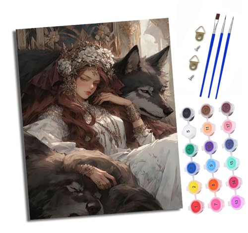 Malen nach Zahlen Erwachsene Wunderschönes Mädchen und Wolf DIY Handgemalt Ölgemälde Kit Paint by Numbers Adult Mit 3 - Pinseln und Acrylfarbe knitterfreie leinwand Kit - 40 X 50 CM Malen nach Zahlen Erwachsene Wunderschönes Mädchen und Wolf DIY Handgemalt Ölgemälde Kit Paint by Numbers Adult Mit 3 - Pinseln und Acrylfarbe knitterfreie leinwand Kit - 40 X 50 CM von XXHXIE