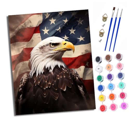 XXHXIE Malen Nach Zahlen Erwachsene-DIY Handgemalt Ölgemälde KitAmerikanische Flagge mit Adler für Anfänger Mit 3-Pinseln und Acrylfarbe Handgemalt öLgemäLde Kit Als Geschenk 40x50cm (Rahmenlos) XXHXIE Malen Nach Zahlen Erwachsene-DIY Handgemalt Ölgemälde KitAmerikanische Flagge mit Adler für Anfänger Mit 3-Pinseln und Acrylfarbe Handgemalt öLgemäLde Kit Als Geschenk 40x50cm (Rahmenlos) von XXHXIE