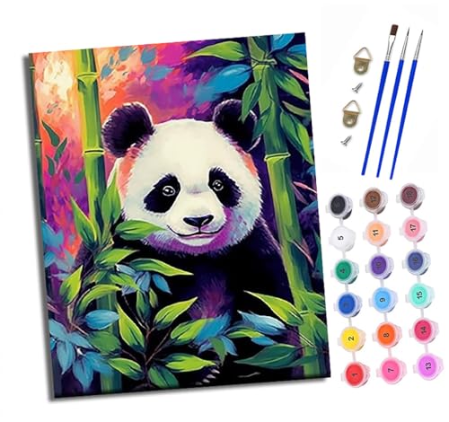 XXHXIE Malen Nach Zahlen Erwachsene-DIY Handgemalt Ölgemälde KitBambusblatt-Panda für Anfänger Mit 3-Pinseln und Acrylfarbe Handgemalt öLgemäLde Kit Als Geschenk 40x50cm (Rahmenlos) von XXHXIE